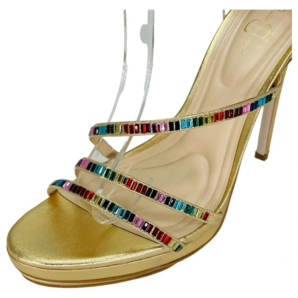 Jessica Simpson Embla Gold Shimmer Rainbow Womens Heels Size 9.5M - Picture 8 of 15